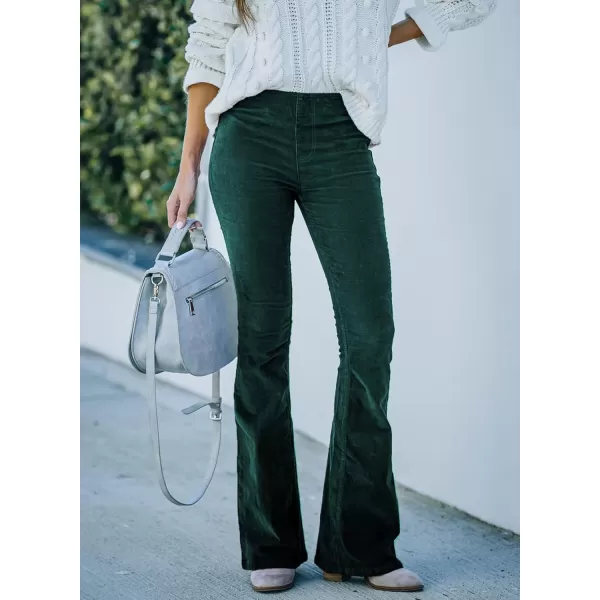 imageSidefeel Womens Corduroy Flare Pants Elastic Waist Bell Bottom Trousers 2024 Women FashionsA 22 Green