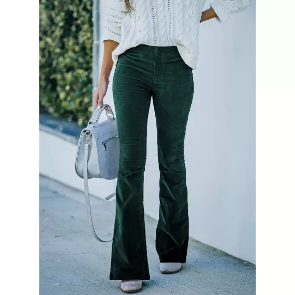 imageSidefeel Womens Corduroy Flare Pants Elastic Waist Bell Bottom Trousers 2024 Women FashionsA 22 Green