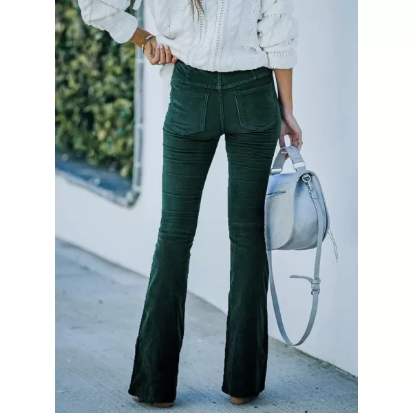 imageSidefeel Womens Corduroy Flare Pants Elastic Waist Bell Bottom Trousers 2024 Women FashionsA 22 Green