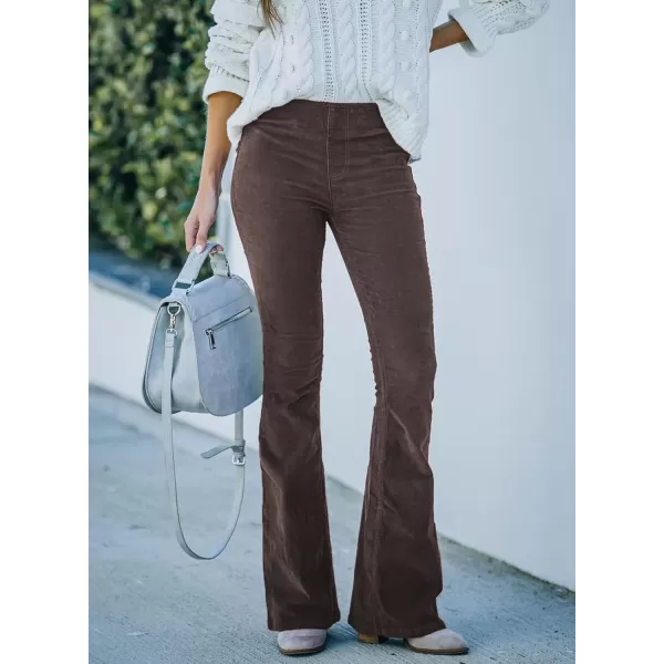 imageSidefeel Womens Corduroy Flare Pants Elastic Waist Bell Bottom Trousers 2024 Women FashionsA Deep Brown