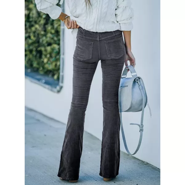 imageSidefeel Womens Corduroy Flare Pants Elastic Waist Bell Bottom Trousers 2024 Women FashionsA Gray