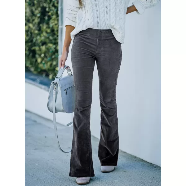 imageSidefeel Womens Corduroy Flare Pants Elastic Waist Bell Bottom Trousers 2024 Women FashionsA Gray