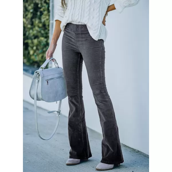 imageSidefeel Womens Corduroy Flare Pants Elastic Waist Bell Bottom Trousers 2024 Women FashionsA Gray