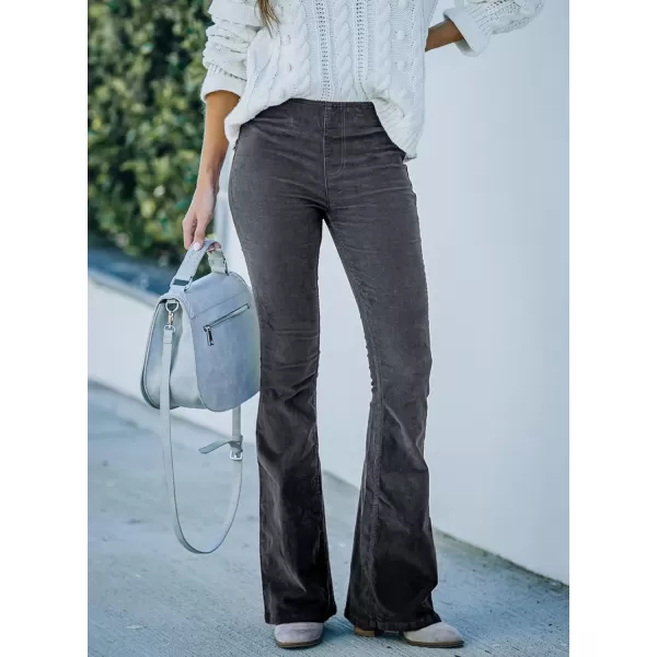 imageSidefeel Womens Corduroy Flare Pants Elastic Waist Bell Bottom Trousers 2024 Women FashionsA Gray