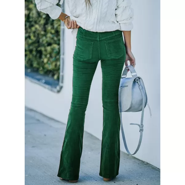 imageSidefeel Womens Corduroy Flare Pants Elastic Waist Bell Bottom Trousers 2024 Women FashionsA Green