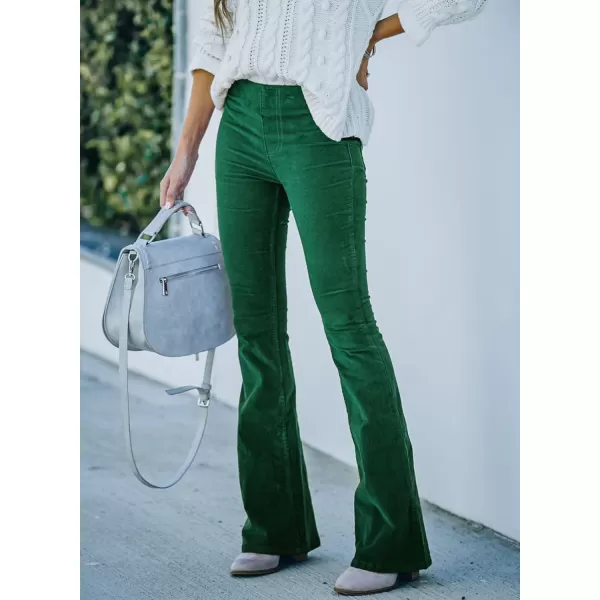 imageSidefeel Womens Corduroy Flare Pants Elastic Waist Bell Bottom Trousers 2024 Women FashionsA Green