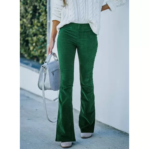 imageSidefeel Womens Corduroy Flare Pants Elastic Waist Bell Bottom Trousers 2024 Women FashionsA Green