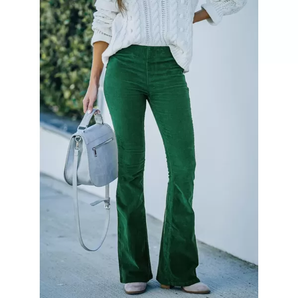 imageSidefeel Womens Corduroy Flare Pants Elastic Waist Bell Bottom Trousers 2024 Women FashionsA Green