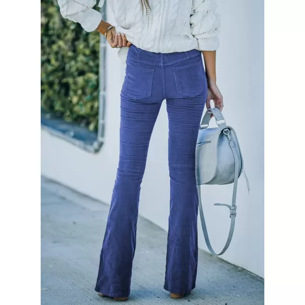 imageSidefeel Womens Corduroy Flare Pants Elastic Waist Bell Bottom Trousers 2024 Women FashionsA Lapis