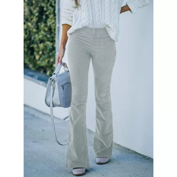 imageSidefeel Womens Corduroy Flare Pants Elastic Waist Bell Bottom Trousers 2024 Women FashionsA Light Gray