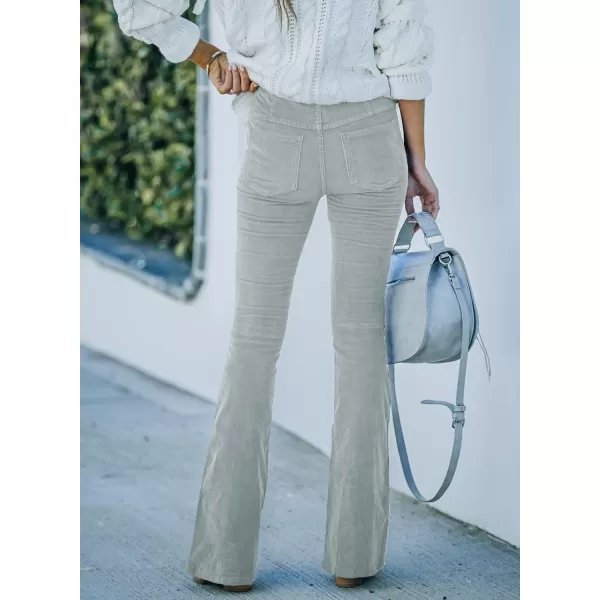 imageSidefeel Womens Corduroy Flare Pants Elastic Waist Bell Bottom Trousers 2024 Women FashionsA Light Gray