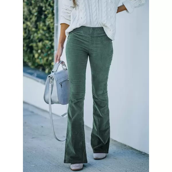 imageSidefeel Womens Corduroy Flare Pants Elastic Waist Bell Bottom Trousers 2024 Women FashionsA Light Green