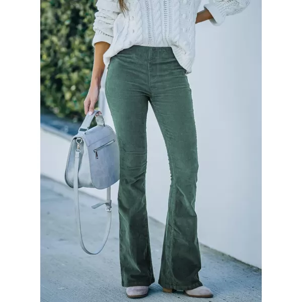 imageSidefeel Womens Corduroy Flare Pants Elastic Waist Bell Bottom Trousers 2024 Women FashionsA Light Green