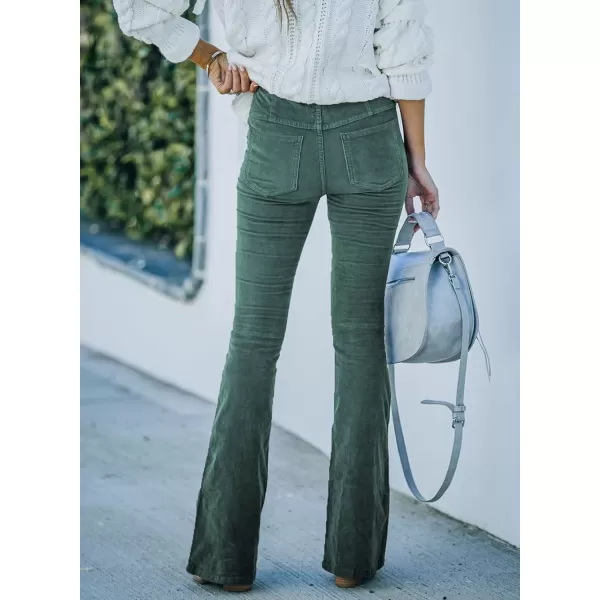 imageSidefeel Womens Corduroy Flare Pants Elastic Waist Bell Bottom Trousers 2024 Women FashionsA Light Green