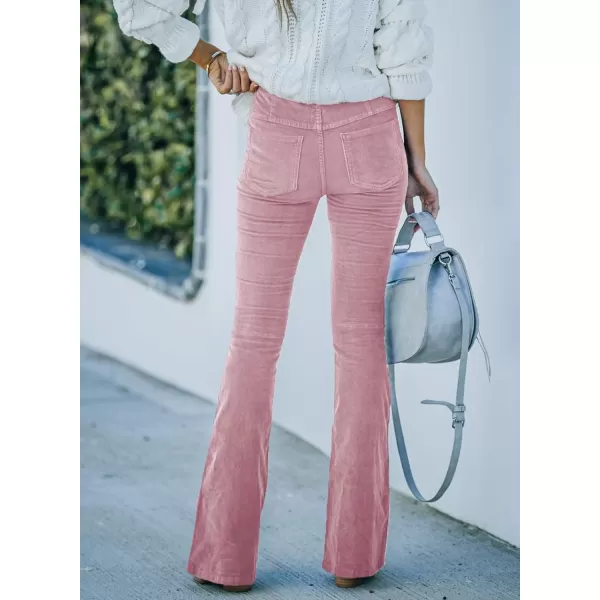 imageSidefeel Womens Corduroy Flare Pants Elastic Waist Bell Bottom Trousers 2024 Women FashionsA Pink