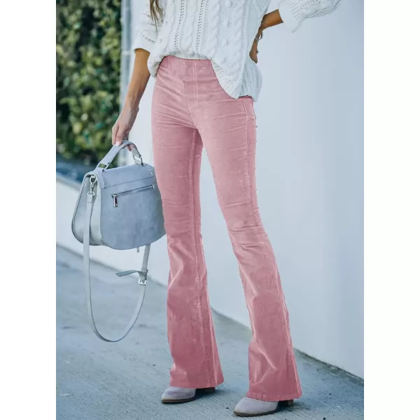 imageSidefeel Womens Corduroy Flare Pants Elastic Waist Bell Bottom Trousers 2024 Women FashionsA Pink