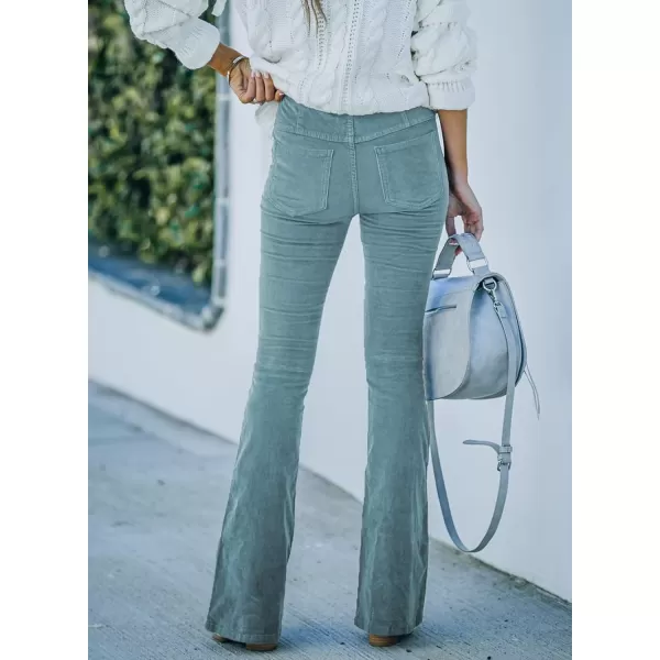 imageSidefeel Womens Corduroy Flare Pants Elastic Waist Bell Bottom Trousers 2024 Women FashionsA Sky Blue