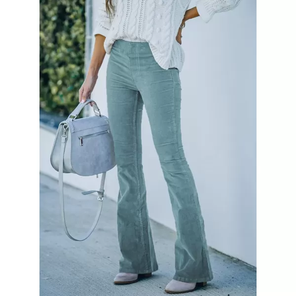 imageSidefeel Womens Corduroy Flare Pants Elastic Waist Bell Bottom Trousers 2024 Women FashionsA Sky Blue