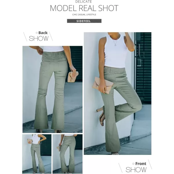 imageSidefeel Womens Flare Jeans Strenchy Elastic High Waisted Bell Bottom Bootcut Denim PantsGreen