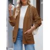 imageSidefeel Womens 2024 Fall Long Sleeve Open Front Checkered Cardigan Sweaters Trendy Loose Fit Chunky Knit Sweaters OutwearBrown