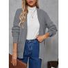 imageSidefeel Womens 2024 Fall Long Sleeve Open Front Checkered Cardigan Sweaters Trendy Loose Fit Chunky Knit Sweaters OutwearGray