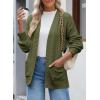 imageSidefeel Womens 2024 Fall Long Sleeve Open Front Checkered Cardigan Sweaters Trendy Loose Fit Chunky Knit Sweaters OutwearGreen