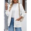 imageSidefeel Womens 2024 Fall Long Sleeve Open Front Checkered Cardigan Sweaters Trendy Loose Fit Chunky Knit Sweaters OutwearWhite