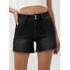 imageSidefeel Womens Jean Shorts High Waisted Casual Stretchy Raw Hem Summer Denim Shorts with PocketsBlack