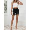 imageSidefeel Womens Jean Shorts High Waisted Casual Stretchy Raw Hem Summer Denim Shorts with PocketsBlack