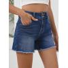 imageSidefeel Womens Jean Shorts High Waisted Casual Stretchy Raw Hem Summer Denim Shorts with PocketsDark Blue