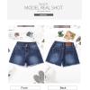 imageSidefeel Womens Jean Shorts High Waisted Casual Stretchy Raw Hem Summer Denim Shorts with PocketsDark Blue