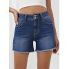 imageSidefeel Womens Jean Shorts High Waisted Casual Stretchy Raw Hem Summer Denim Shorts with PocketsDark Blue