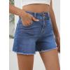imageSidefeel Womens Jean Shorts High Waisted Casual Stretchy Raw Hem Summer Denim Shorts with PocketsIceland Blue