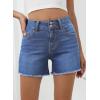 imageSidefeel Womens Jean Shorts High Waisted Casual Stretchy Raw Hem Summer Denim Shorts with PocketsIceland Blue