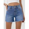 imageSidefeel Womens Jean Shorts High Waisted Casual Stretchy Raw Hem Summer Denim Shorts with PocketsLight Blue