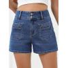 imageSidefeel Womens Jean Shorts High Waisted Casual Summer Stretchy Denim Shorts with Pockets FrontDark Blue