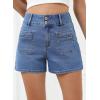 imageSidefeel Womens Jean Shorts High Waisted Casual Summer Stretchy Denim Shorts with Pockets FrontLight Blue