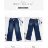 imageSidefeel Womens Wide Leg Jeans High Waisted Stretchy Straight Leg Baggy Drawstring Denim Pants with PocketsBluing