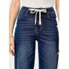 imageSidefeel Womens Wide Leg Jeans High Waisted Stretchy Straight Leg Baggy Drawstring Denim Pants with PocketsBluing