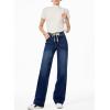imageSidefeel Womens Wide Leg Jeans High Waisted Stretchy Straight Leg Baggy Drawstring Denim Pants with PocketsBluing