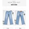 imageSidefeel Womens Wide Leg Jeans High Waisted Stretchy Straight Leg Baggy Drawstring Denim Pants with PocketsIceland Blue