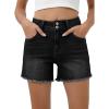 imageSidefeel Womens Jean Shorts High Waisted Casual Stretchy Raw Hem Summer Denim Shorts with PocketsBlack