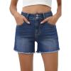 imageSidefeel Womens Jean Shorts High Waisted Casual Stretchy Raw Hem Summer Denim Shorts with PocketsDark Blue