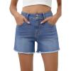 imageSidefeel Womens Jean Shorts High Waisted Casual Stretchy Raw Hem Summer Denim Shorts with PocketsLight Blue