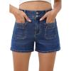 imageSidefeel Womens Jean Shorts High Waisted Casual Summer Stretchy Denim Shorts with Pockets FrontBluing