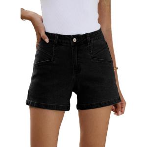 imageSidefeel Womens Denim Shorts High Waisted Stretchy Casual Summer Jean Shorts with PocketsBlack