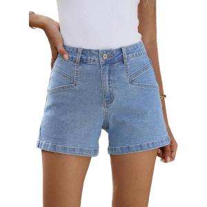 imageSidefeel Womens Denim Shorts High Waisted Stretchy Casual Summer Jean Shorts with PocketsIceland Blue