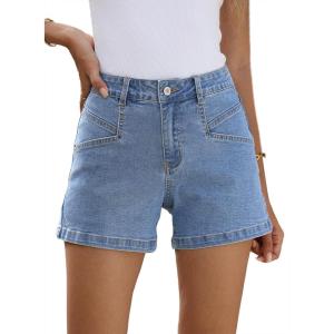 imageSidefeel Womens Denim Shorts High Waisted Stretchy Casual Summer Jean Shorts with PocketsLight Blue