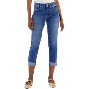 imageSidefeel Womens High Waisted Stretchy Capri Jeans Rollup Skinny Cuffed Cropped Denim PantsDark Blue