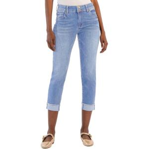 imageSidefeel Womens High Waisted Stretchy Capri Jeans Rollup Skinny Cuffed Cropped Denim PantsIceland Blue